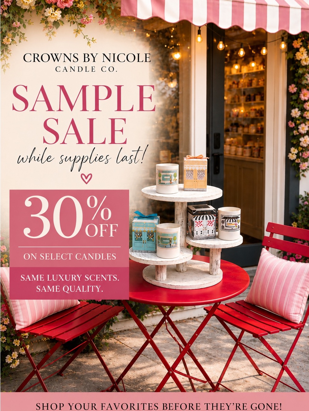 Crowns by Nicole Candle Sample Sale
